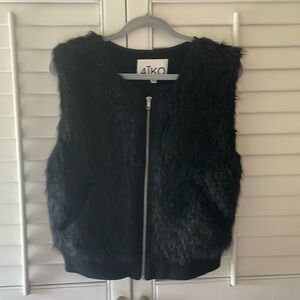 Aiko Vest Faux Vegan Fur Rocker with Zip